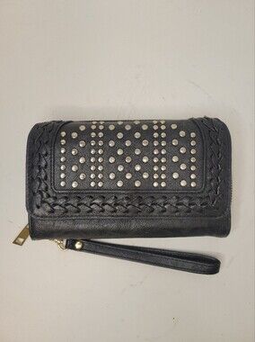 Black Studded Wristlet Wallet